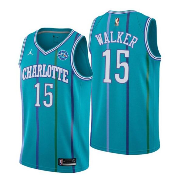 Men Charlotte Hornets Trikot #15 Kemba Walker 30th Anniversary Classic Edition Schwarz Swingman