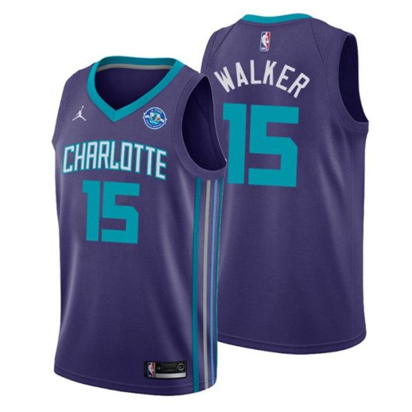 Men Charlotte Hornets Trikot #15 Kemba Walker 30th Anniversary Statement Lila Swingman