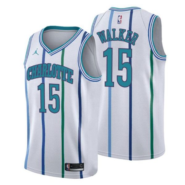 Men Charlotte Hornets Trikot #15 Kemba Walker Classic Edition Weiß Swingman