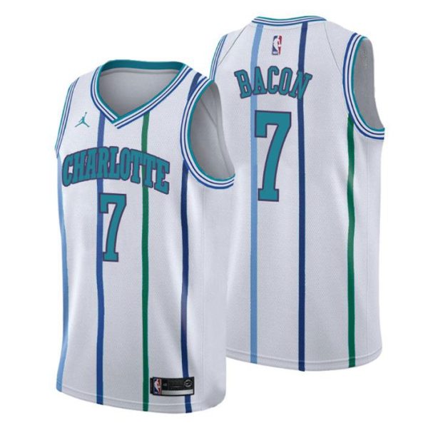 Men Charlotte Hornets Trikot #7 Dwayne Bacon Classic Edition Weiß Swingman