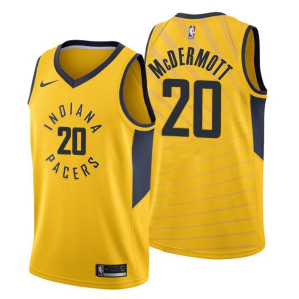 Men Indiana Pacers Trikot #20 Doug McDermott Statement Gold Swingman