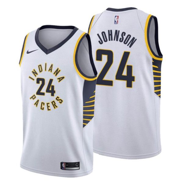 Men Indiana Pacers Trikot #24 Alize Johnson Association Weiß Swingman