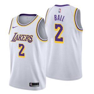 Men Los Angeles Lakers Trikot #2 Lonzo Ball Association Weiß Swingman