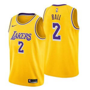 Men Los Angeles Lakers Trikot #2 Lonzo Ball Icon Edition Gold Swingman