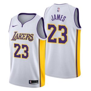 Men Los Angeles Lakers Trikot #23 LeBron James Association Weiß Swingman
