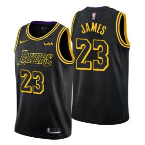 Men Los Angeles Lakers Trikot #23 LeBron James City Edition Schwarz Swingman
