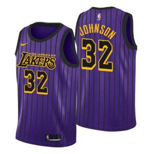 Men Los Angeles Lakers Trikot #32 Magic Johnson City Edition Lila Swingman