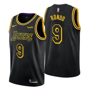 Men Los Angeles Lakers Trikot #9 Rajon Rondo City Edition Schwarz Swingman