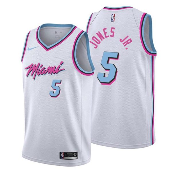 Men Miami Heat Trikot #5 Derrick Jones Jr. City Edition Weiß Swingman