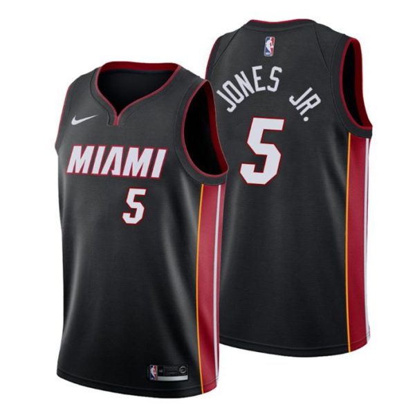 Men Miami Heat Trikot #5 Derrick Jones Jr. Icon Edition Schwarz Swingman