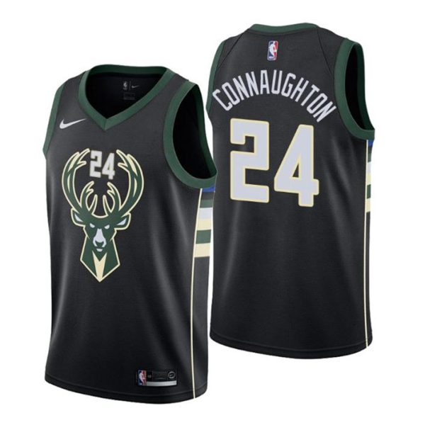 Men Milwaukee Bucks Trikot #24 Pat Connaughton Statement Schwarz Swingman