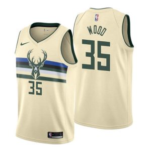 Men Milwaukee Bucks Trikot #35 Christian Wood City Edition Cream Swingman