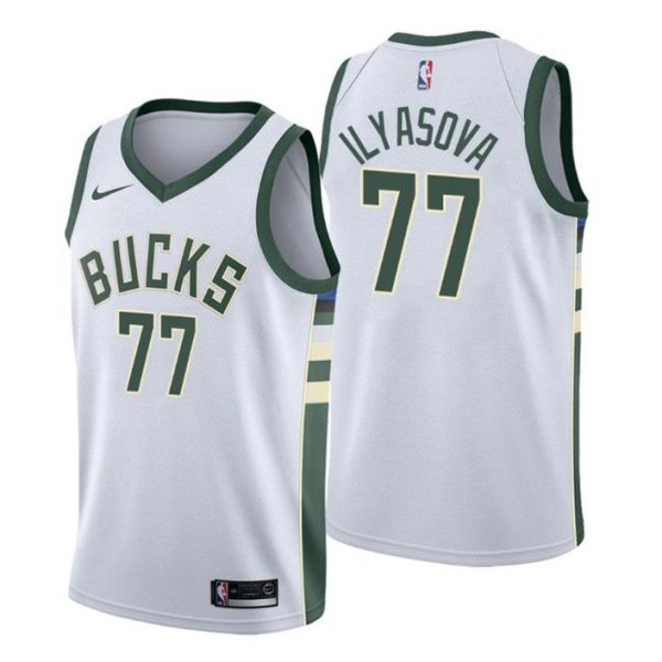 Men Milwaukee Bucks Trikot #77 Ersan Ilyasova Association Weiß Swingman