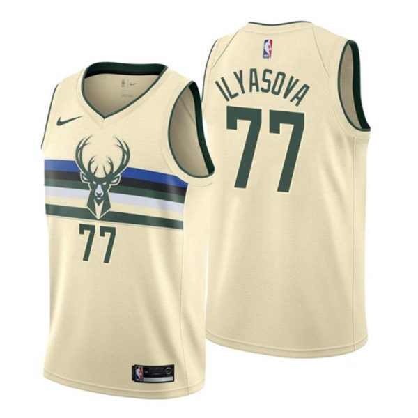 Men Milwaukee Bucks Trikot #77 Ersan Ilyasova City Edition Cream Swingman