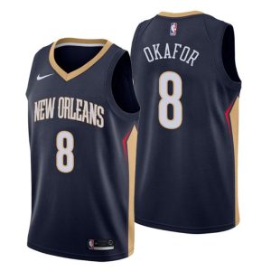 Men New Orleans Pelicans Trikot #8 Jahlil Okafor Icon Edition Navy Swingman