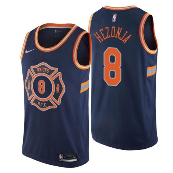 Men New York Knicks Trikot #8 Mario Hezonja City Edition Navy Swingman