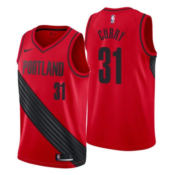 Men Portland Trail Blazers Trikot #31 Seth Curry Statement Rot Swingman