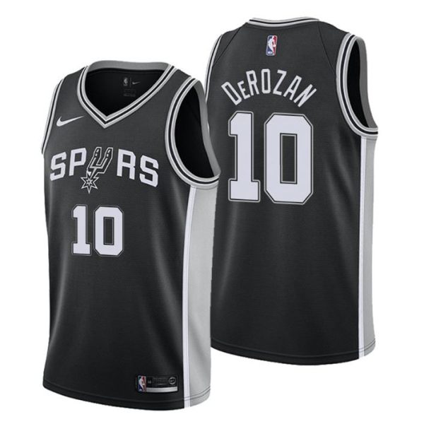 Men San Antonio Spurs Trikot #10 DeMar DeRozan Icon Edition Schwarz Swingman