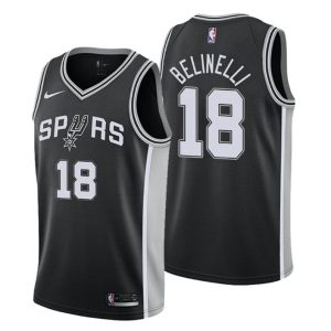 Men San Antonio Spurs Trikot #18 Marco Belinelli Icon Edition Schwarz Swingman