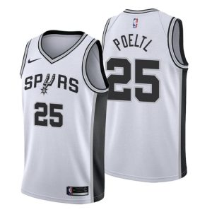 Men San Antonio Spurs Trikot #25 Jakob Poeltl Association Weiß Swingman