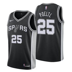 Men San Antonio Spurs Trikot #25 Jakob Poeltl Icon Edition Schwarz Swingman