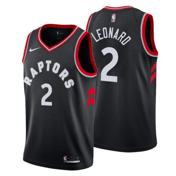 Men Toronto Raptors Trikot #2 Kawhi Leonard Statement Schwarz Swingman