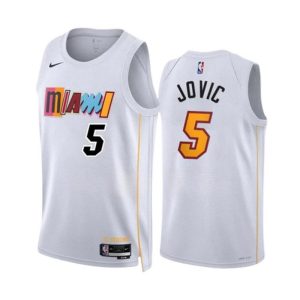 Miami Heat Trikot Nike Nikola Jovic 5 Weiß Version City Edition 2022-23 Swingman Herren