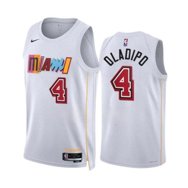 Miami Heat Trikot Nike Victor Oladipo 4 Weiß Version City Edition 2022-23 Swingman Herren