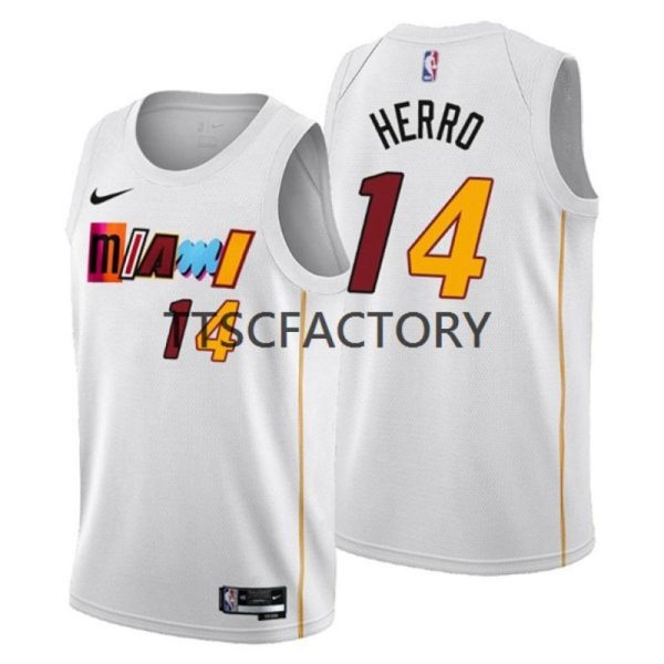 Miami Heat Trikot Tyler Herro 14 Nike 2022-23 City Edition Weiß Herren Swingman