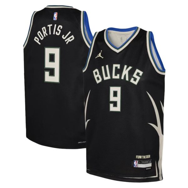 Milwaukee Bucks Trikot Jordan Statement Edition Swingman 22 – Schwarz – Bobby Portis Jr – Kinder