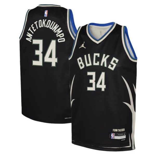 Milwaukee Bucks Trikot Jordan Statement Edition Swingman 22 – Schwarz – Giannis Antetokounmpo – Kinder