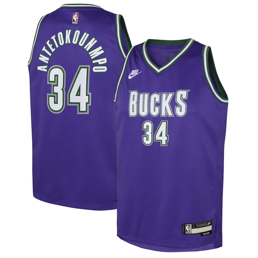 Milwaukee Bucks Trikot Nike Classic Edition Swingman – Lila – Giannis Antetokounmpo – Kinder