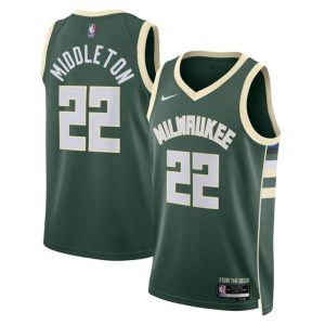 Milwaukee Bucks Trikot Nike Icon Edition 2022-23 Swingman Grün Version Khris Middleton 22 Herren