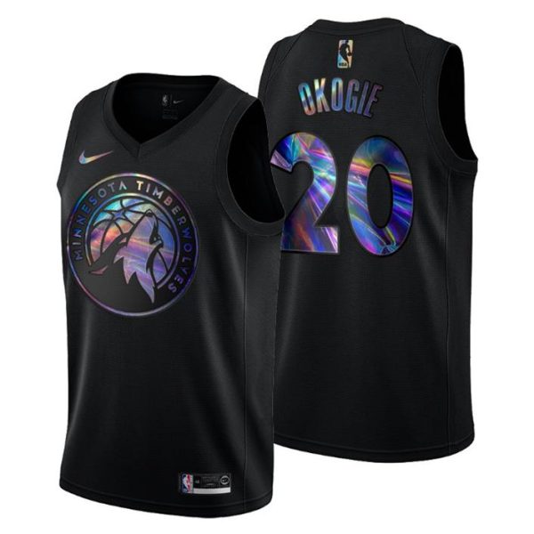 Minnesota Timberwolves Trikot Josh Okogie #20 Iridescent Holographic Schwarz