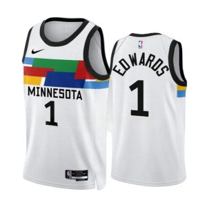 Minnesota Timberwolves Trikot Nike Anthony Edwards 1 Weiß Version City Edition 2022-23 Swingman Herren