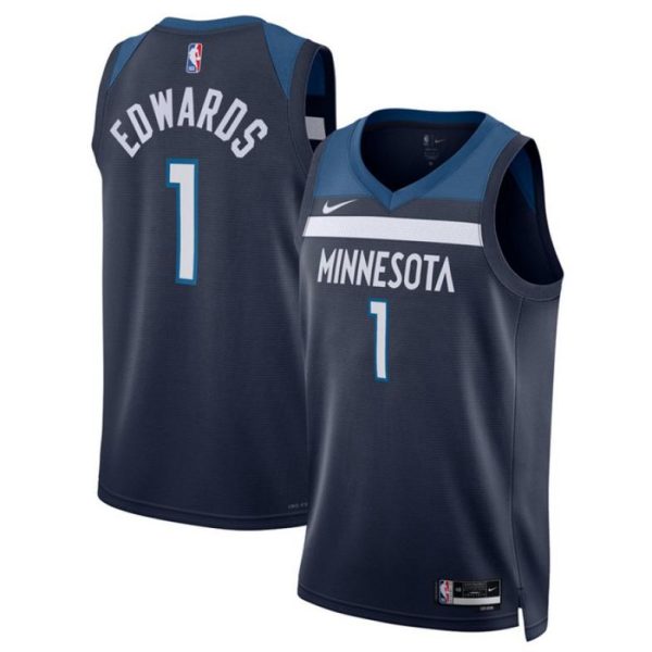 Minnesota Timberwolves Trikot Nike Icon Edition 2022-23 Swingman Navy Version Anthony Edwards 1 Herren