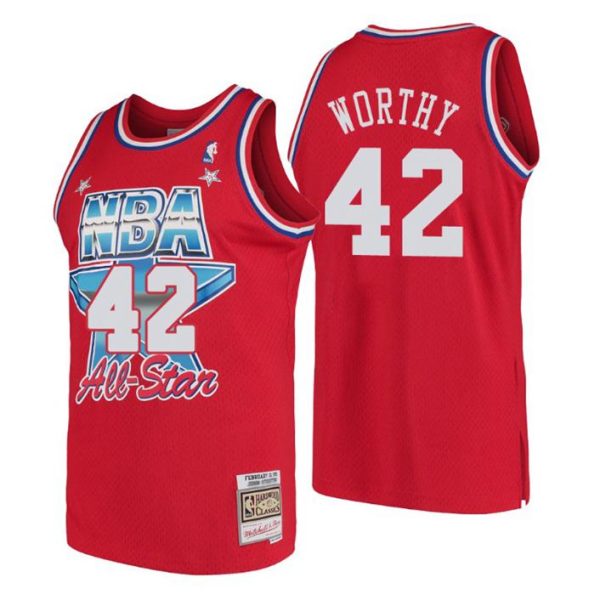 Mitchell & Ness Herren Los Angeles Lakers Trikot #42 James Worthy 1991 NBA All-Star Trikot Rot Swingman