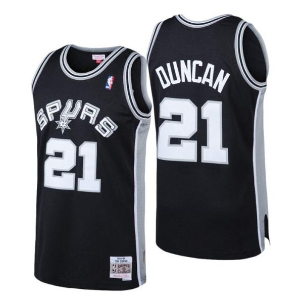 Mitchell & Ness Herren San Antonio Spurs Trikot #21 Tim Duncan Schwarz 1998-99 Hardwood Classics Swingman