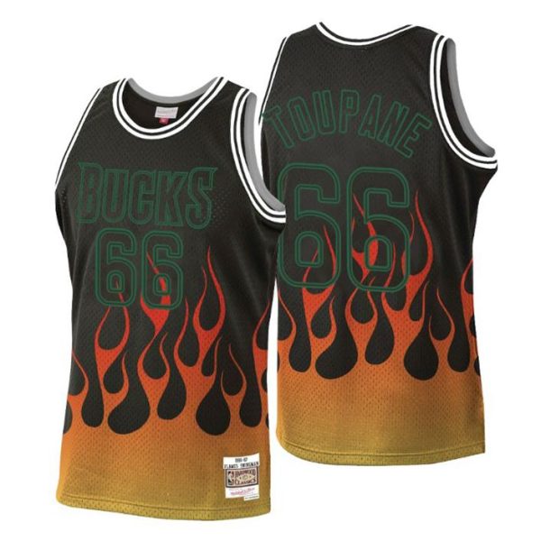 Mitchell & Ness Milwaukee Bucks Trikot Flames Axel Toupane No. 66 Schwarz Swingman