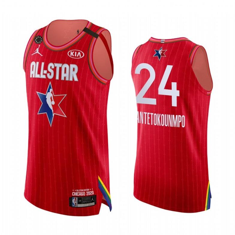 NBA Milwaukee Bucks Trikot Giannis Antetokounmpo 2020 All-Star Trikot Jordan Brand Kobe Forever Rot Swingman – Herren