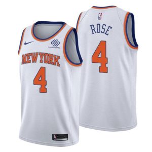 NO. 4 Derrick Rose New York Knicks Trikot Swingman Weiß Association Edition