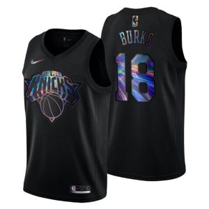 New York Knicks Trikot Alec Burks #18 Iridescent Holographic Schwarz