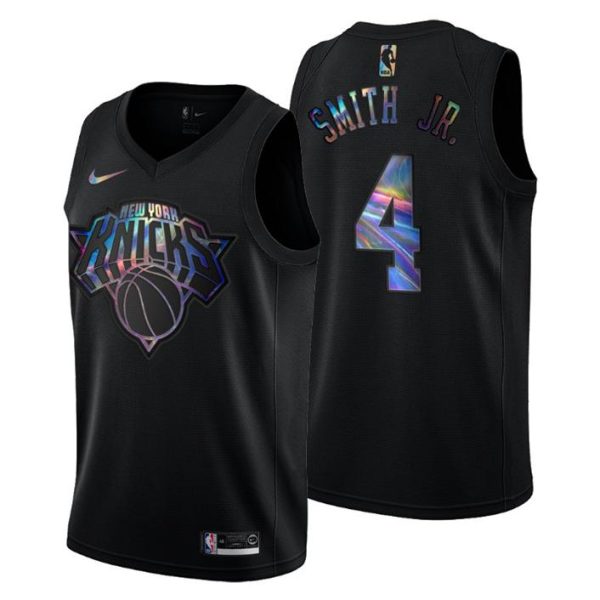 New York Knicks Trikot Dennis Smith Jr. #4 Iridescent Holographic Schwarz