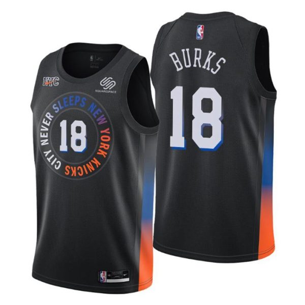 New York Knicks Trikot No. 18 Alec Burks Schwarz Swingman City Edition