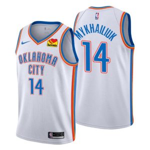 Oklahoma City Thunder Trikot #14 Sviatoslav Mykhailiuk Swingman Weiß Association Edition 2021