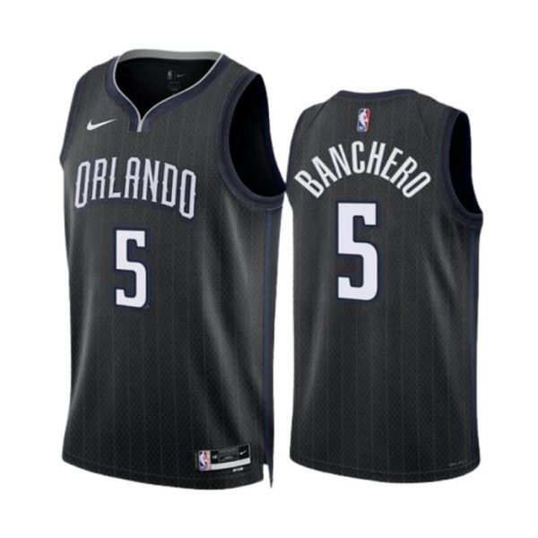 Orlando Magic Trikot Nike Paolo Banchero 5 City Edition 2022-23 Schwarz Version Swingman Herren