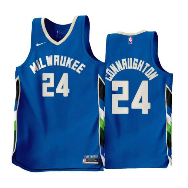 Pat Connaughton 24 Milwaukee Bucks Trikot Nike Blau Version City Edition 2022-23 Swingman Herren