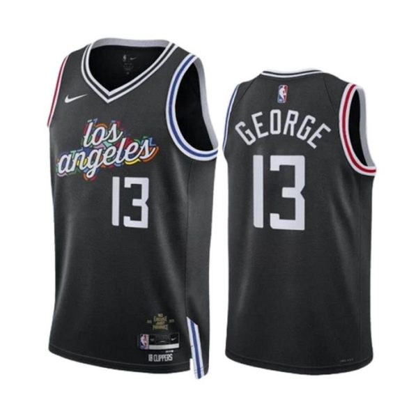 Paul George 13 Los Angeles Clippers Trikot Nike Schwarz Version City Edition 2022-23 Swingman Herren