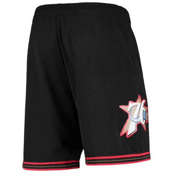 Philadelphia 76ers Mitchell & Ness Primary Team Logo Hardwood Classics Swingman Shorts – Schwarz