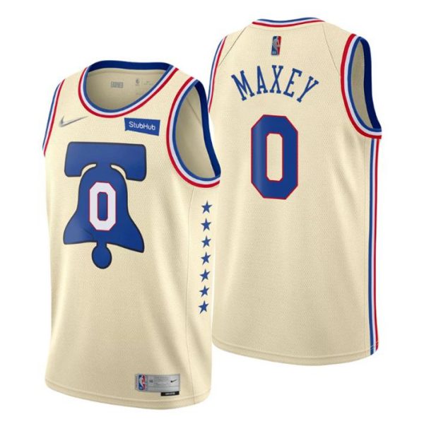 Philadelphia 76ers Trikot Earned Edition Cream NO. 0 Tyrese Maxey Swingman